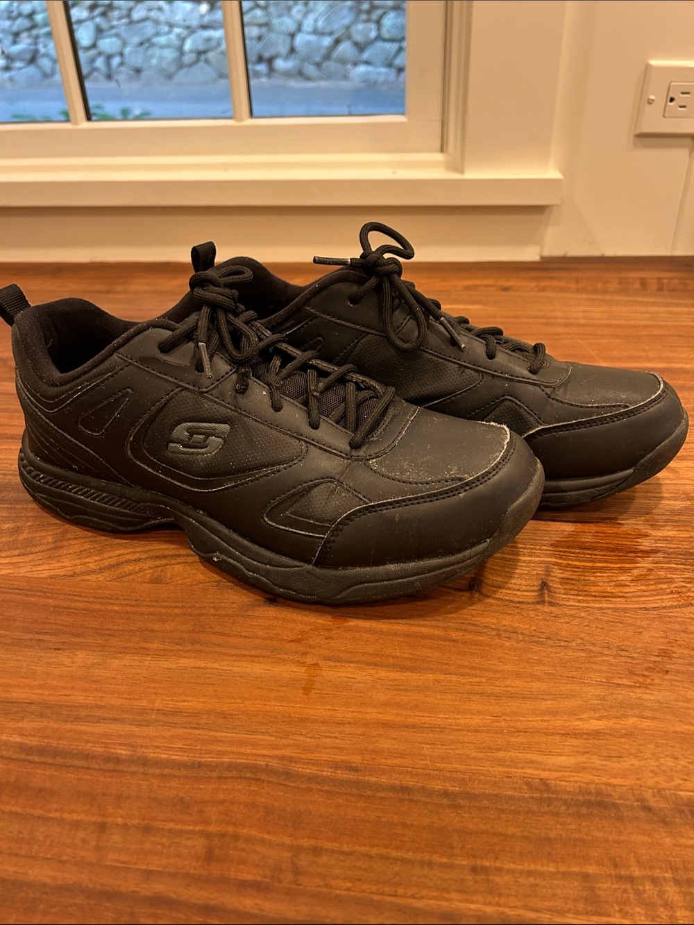 Skechers Men’s All-Black Cushioned Lace-Up Sneakers